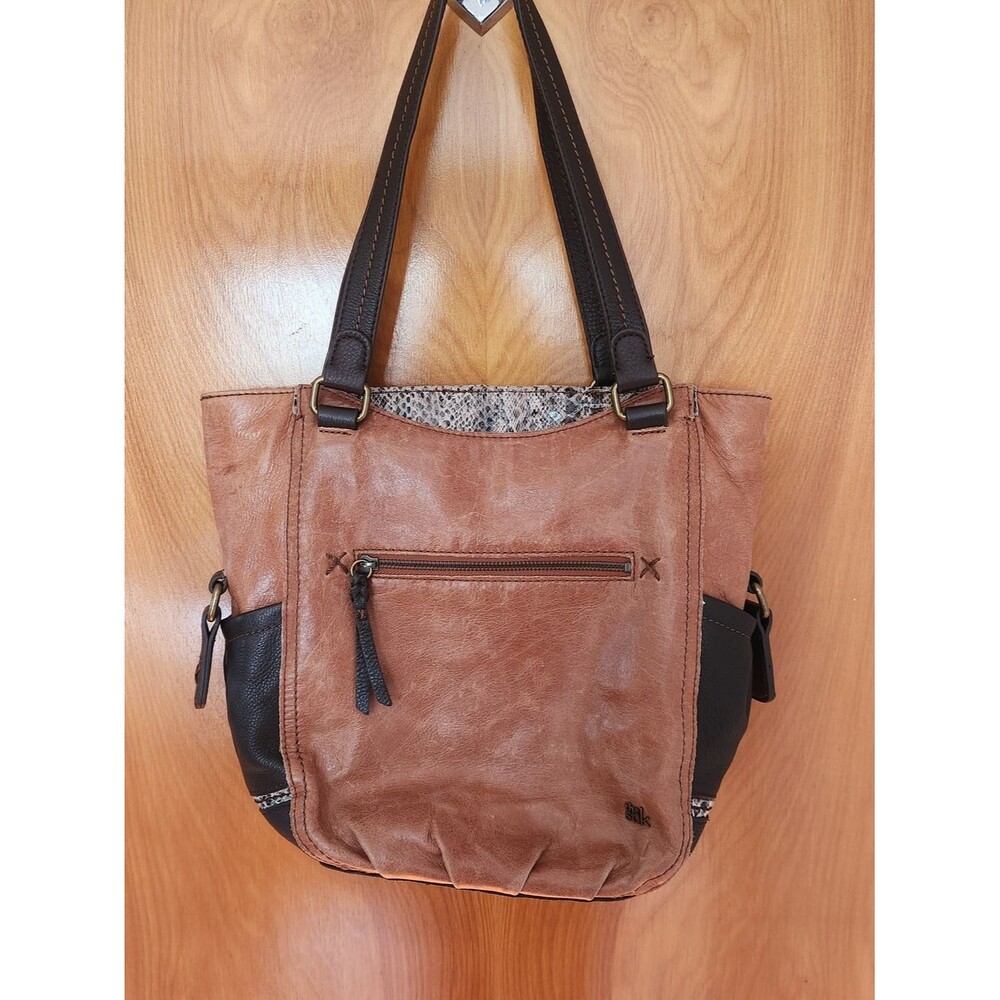 The Sak Kendra Satchel, two-tone brown and black leather